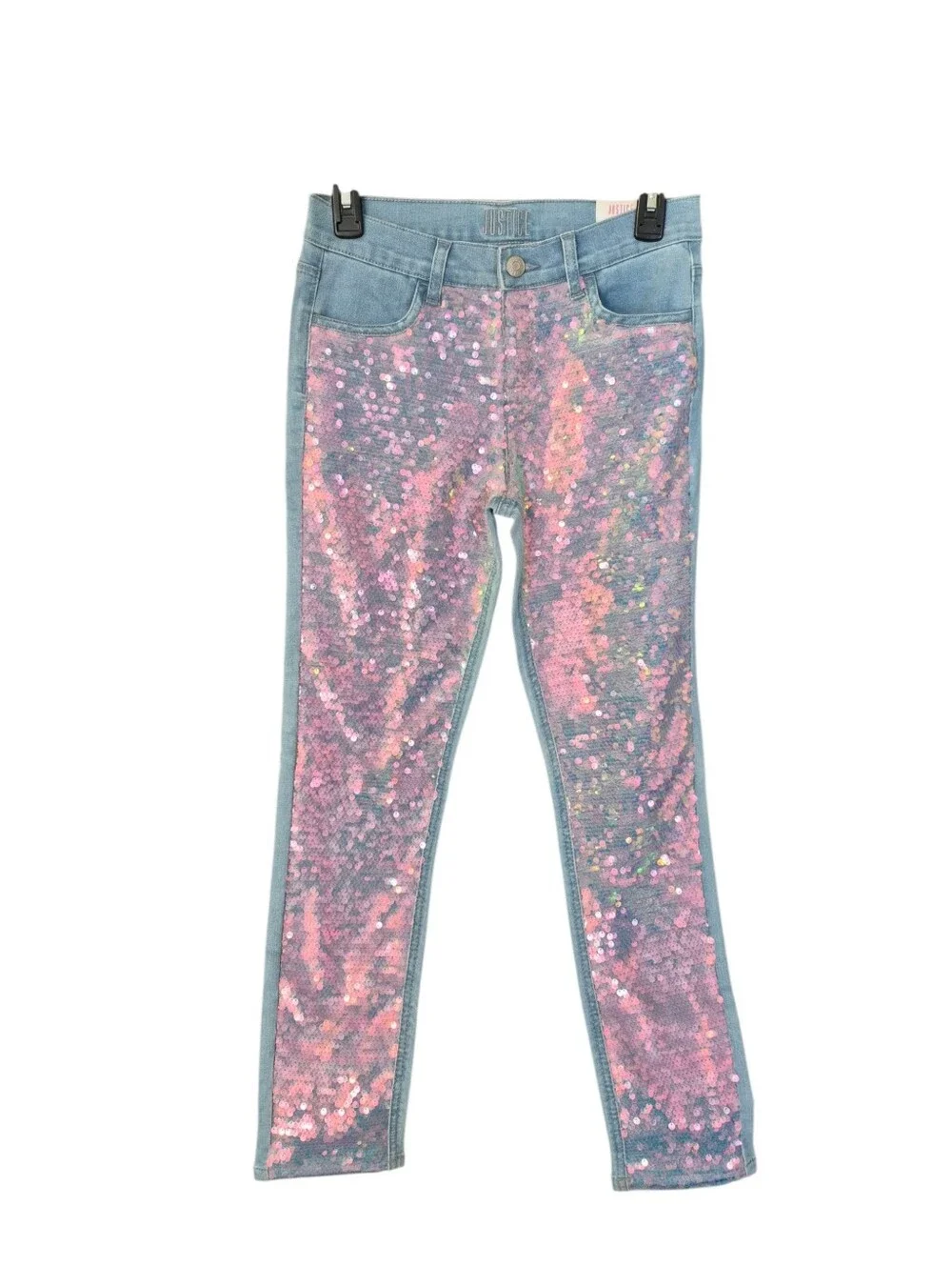 NWT Justice Girls Mid Rise Sequined Jeans - 16 U3